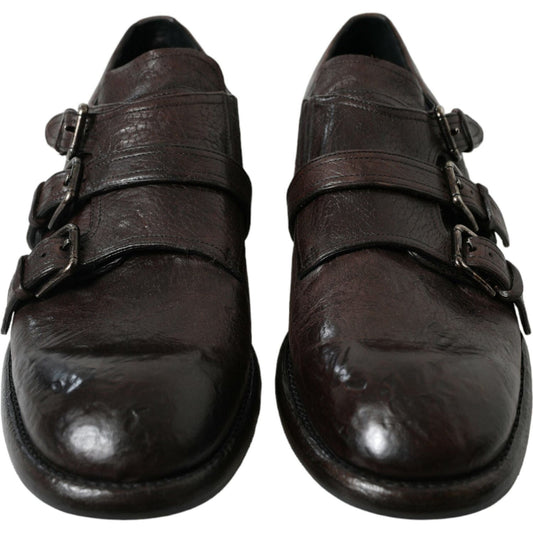 Elegant Triple Buckle Leather Dress Shoes