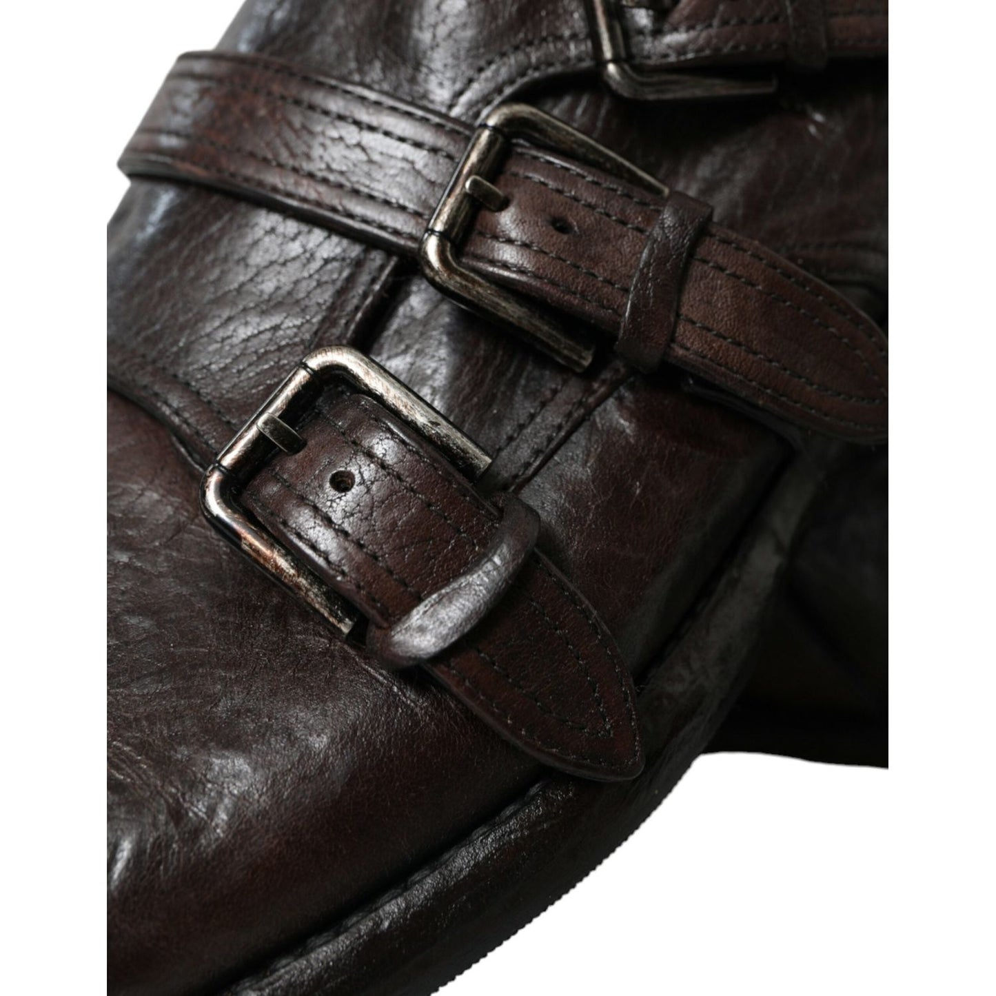 Elegant Triple Buckle Leather Dress Shoes