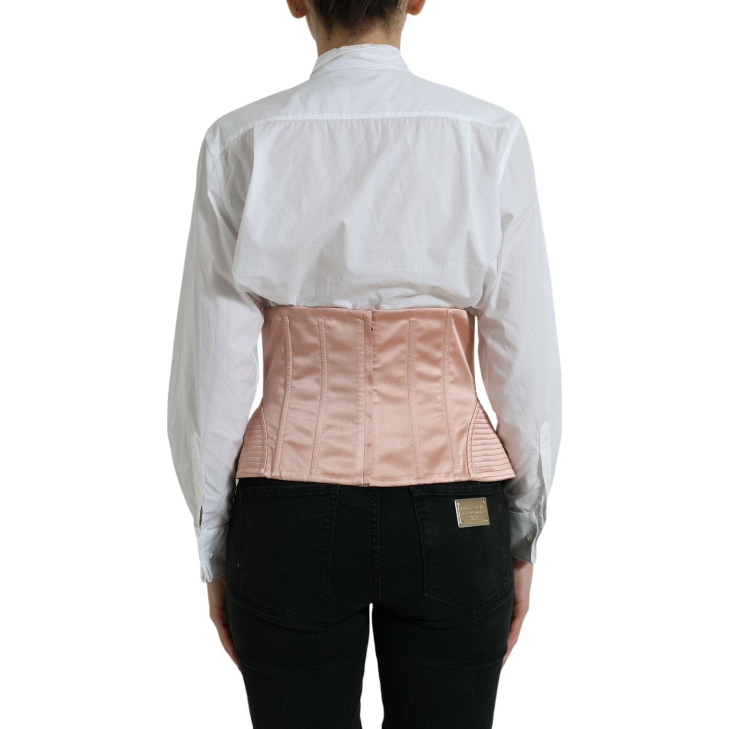 Elegant Pink Lace-Up Corset Belt