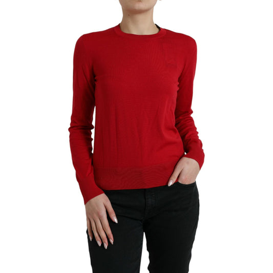 Radiant Red Wool Pullover Sweater