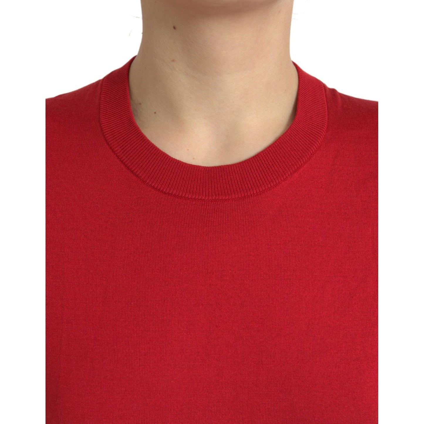 Silk Red Crew Neck Top