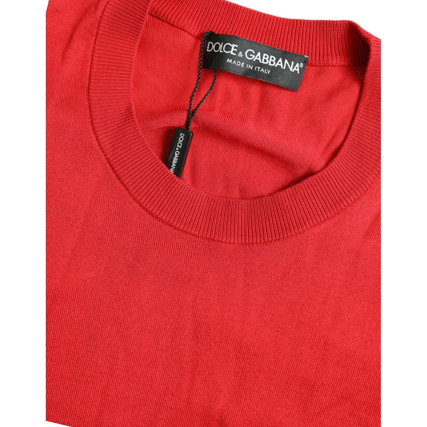 Silk Red Crew Neck Top