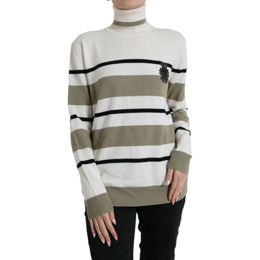 Italian Striped Wool Turtleneck Sweater