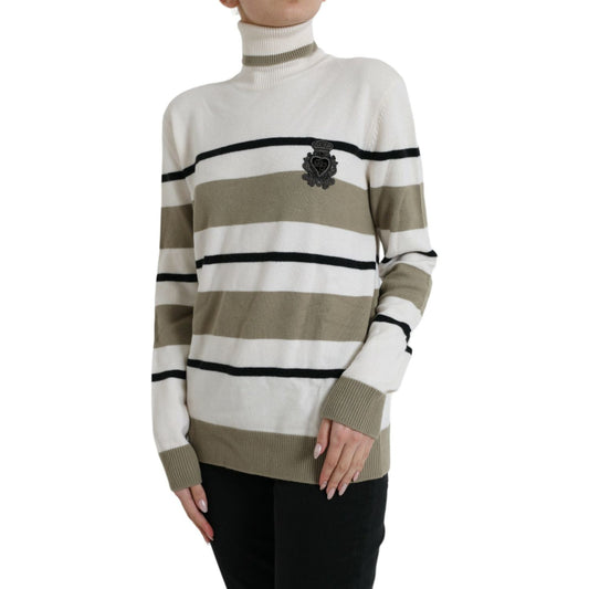 Italian Striped Wool Turtleneck Sweater