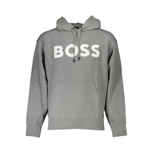 Elegant Gray Hooded Sweatshirt with Logo