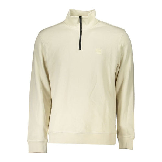 Beige Organic Cotton Half-Zip Sweater