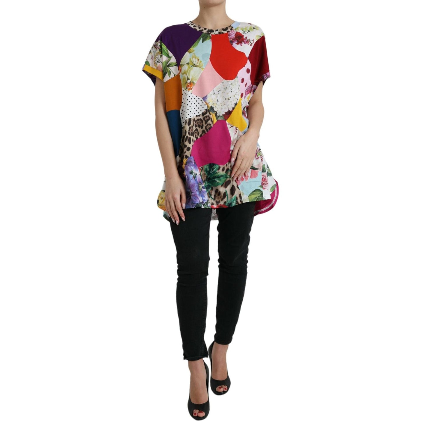 Multicolor Cotton Silk Patchwork Blouse