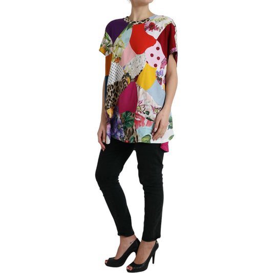 Multicolor Cotton Silk Patchwork Blouse