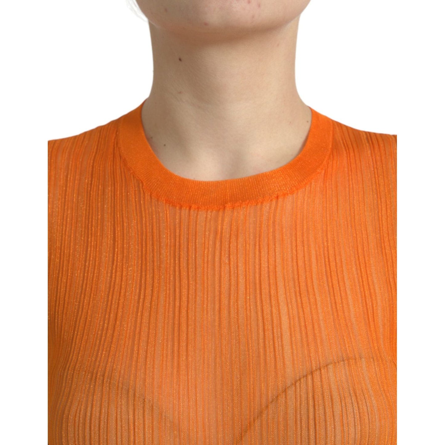 Chic Orange Crew Neck Tank Top