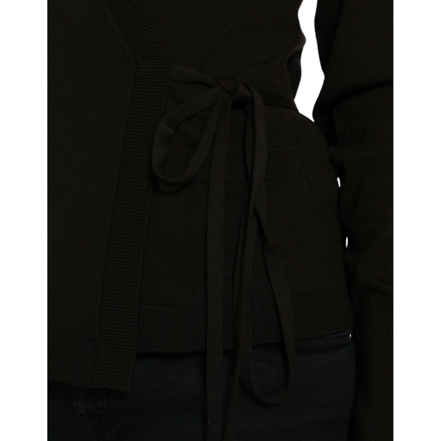 Elegant Black Virgin Wool Cardigan