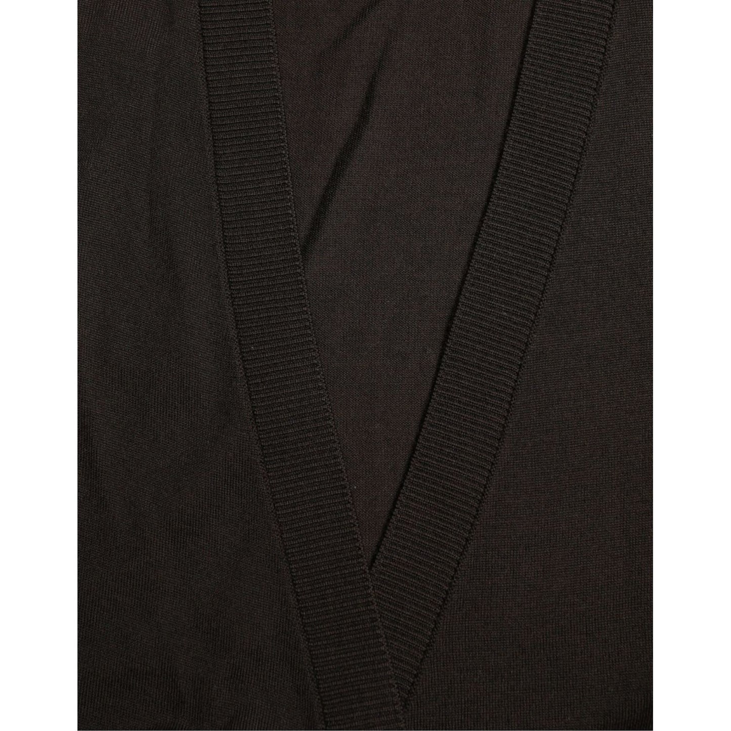 Elegant Black Virgin Wool Cardigan