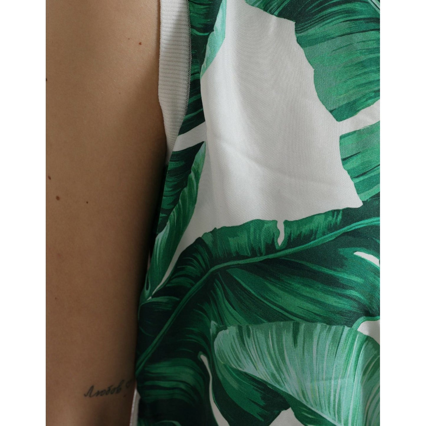 Silk Banana Leaf Print Tank Top