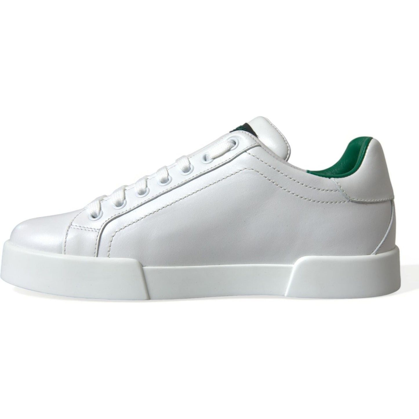 Dolce & Gabbana White Green Leather Portofino Sneakers Shoes