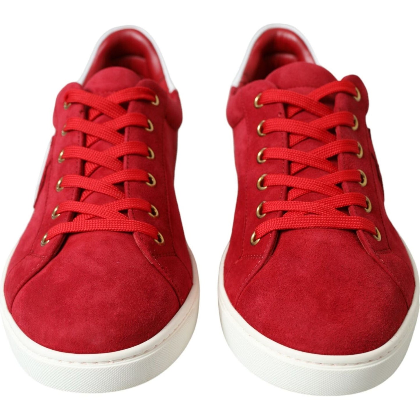 Elegant Red & White Leather Sneakers