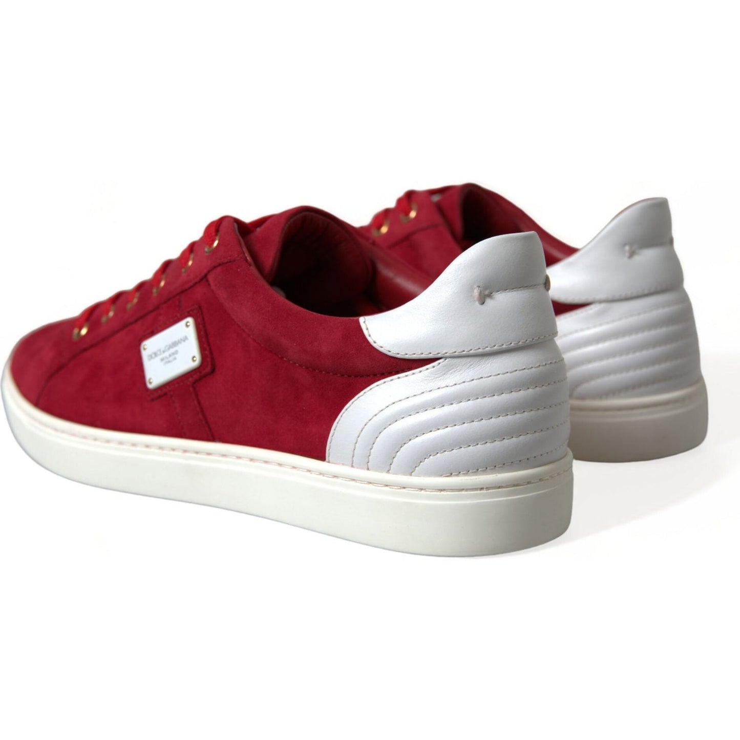 Elegant Red & White Leather Sneakers