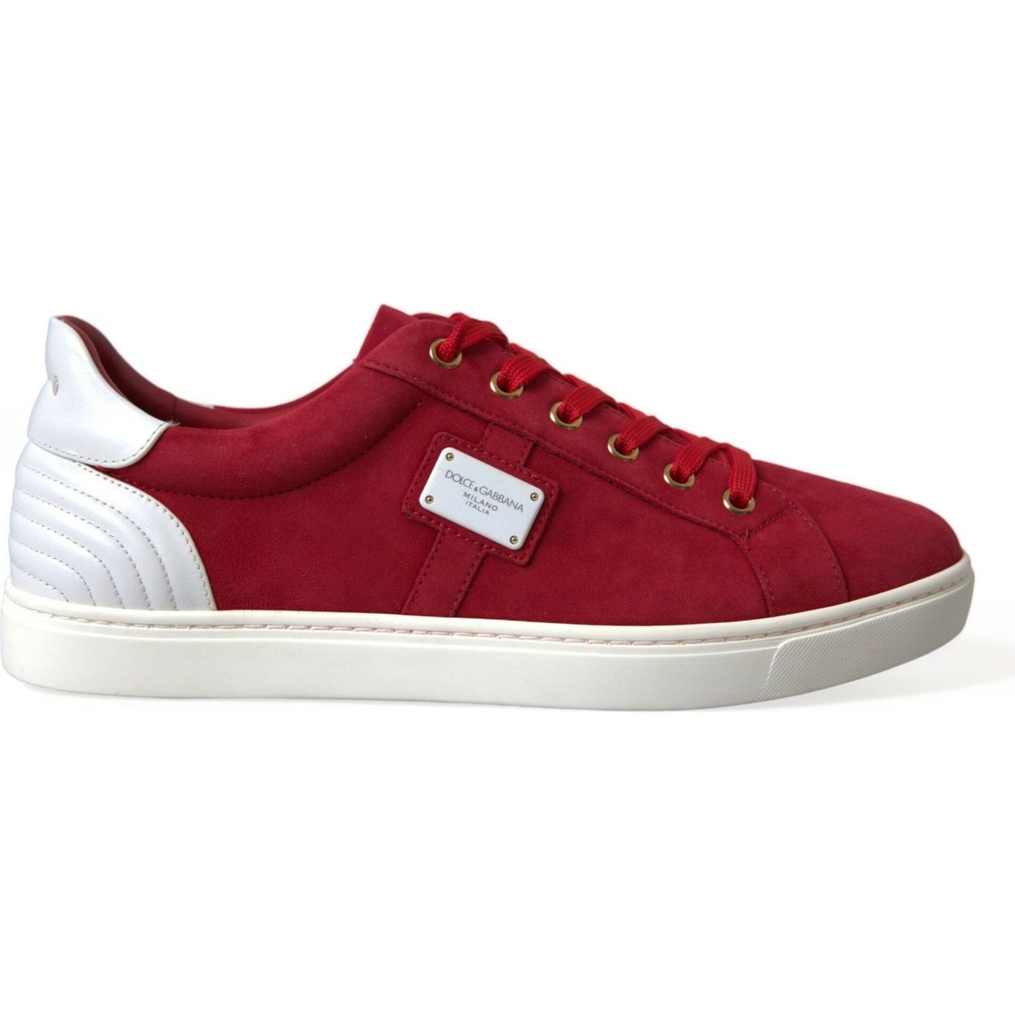 Elegant Red & White Leather Sneakers