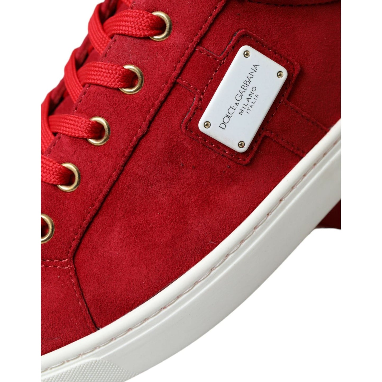 Elegant Red & White Leather Sneakers