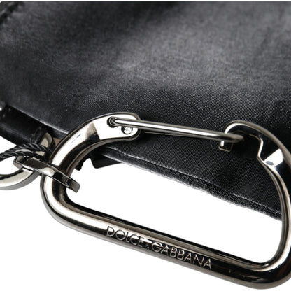 Dolce & Gabbana Black Nylon Logo Plaque Keyring Pouch Clutch Bag