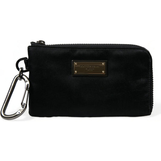 Elite Black Nylon & Leather Pouch with Logo Detail