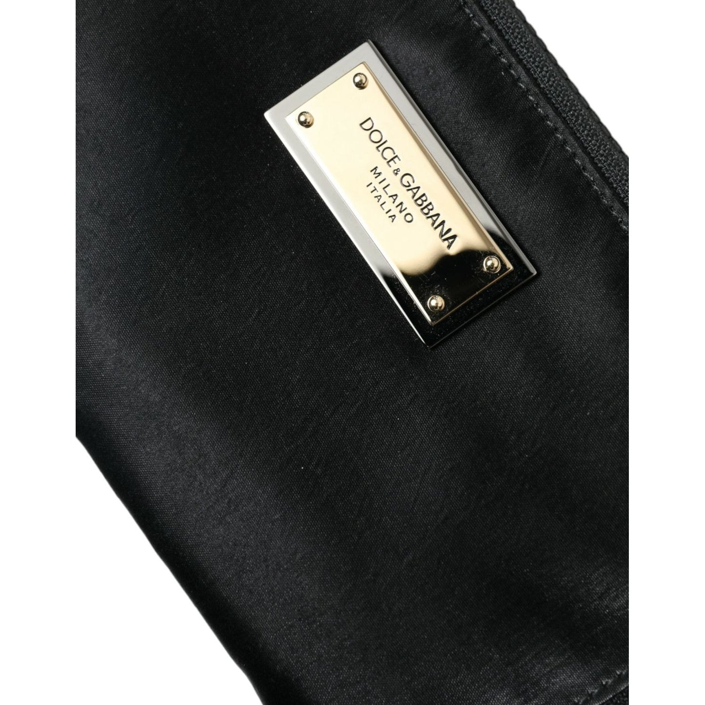 Elite Black Nylon & Leather Pouch with Logo Detail