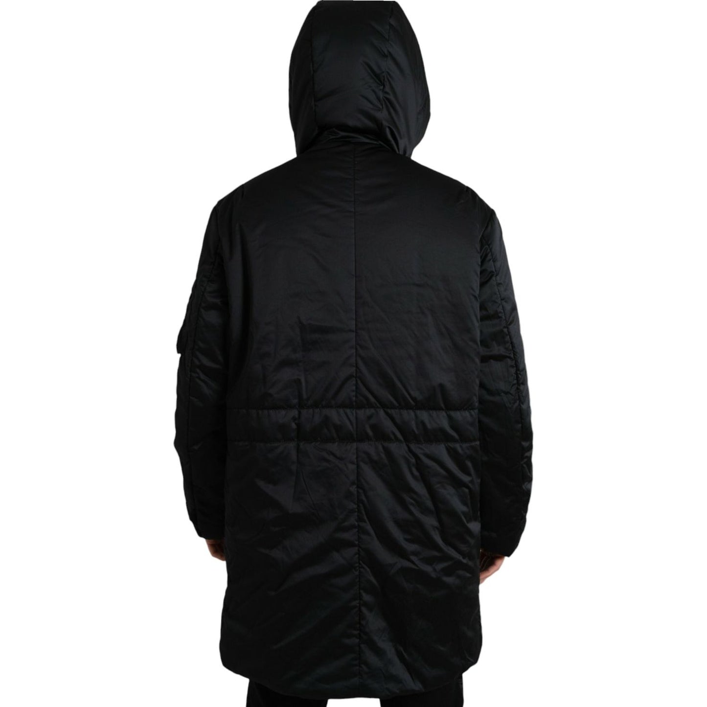 Elegant Black Hooded Parka Jacket