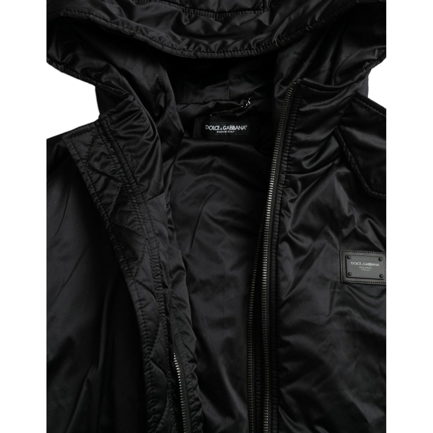 Elegant Black Hooded Parka Jacket