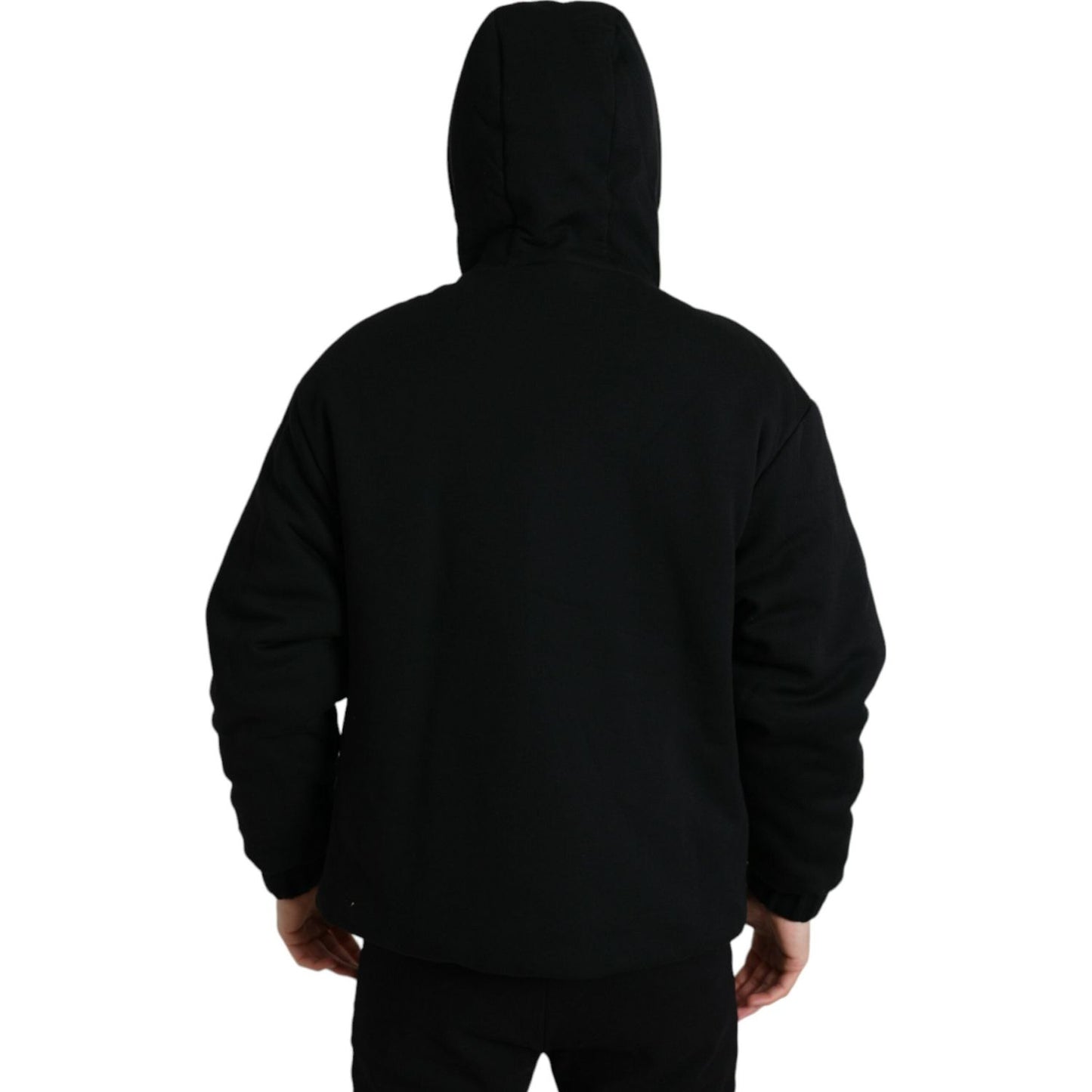 Elegant Black Bomber Jacket with Hood