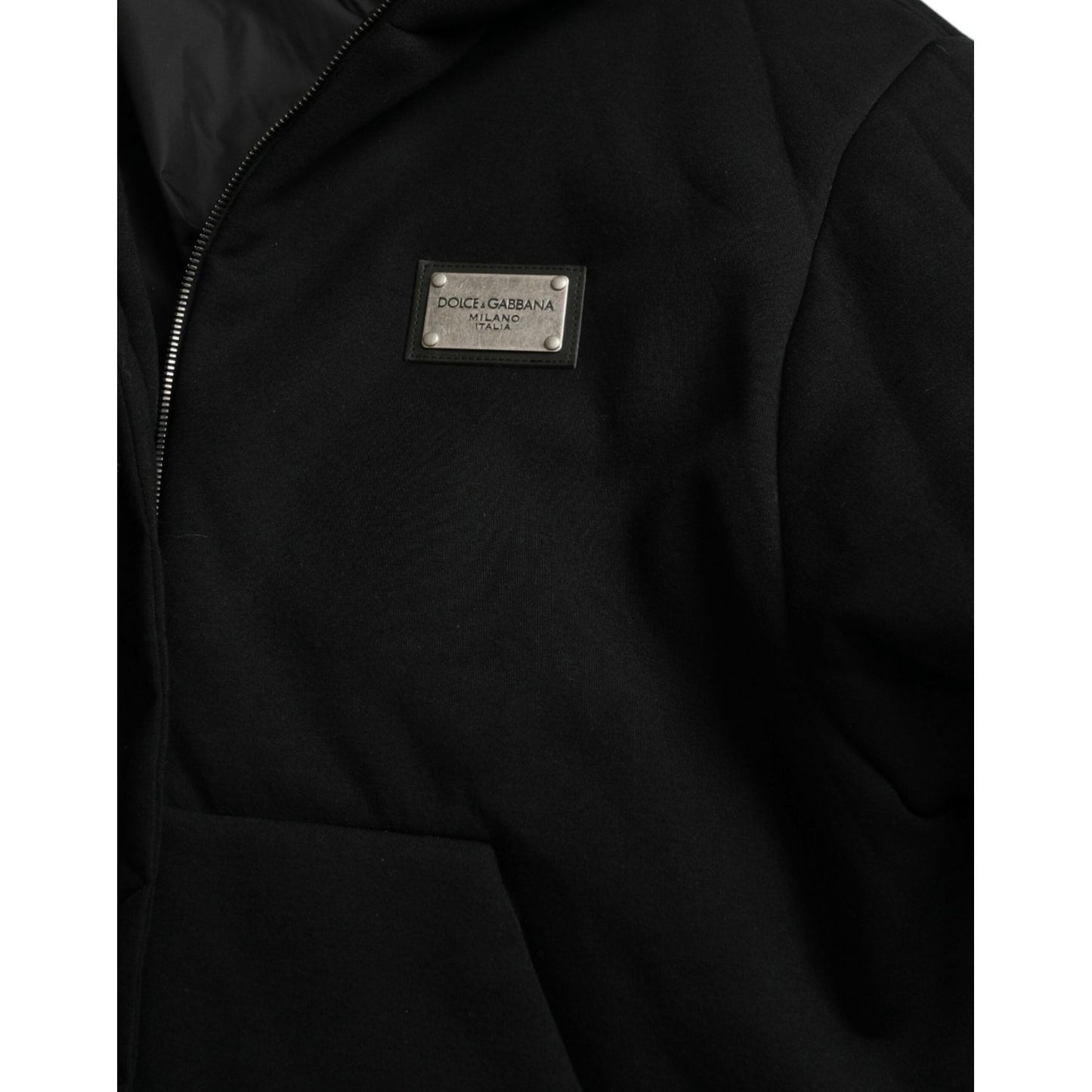 Elegant Black Bomber Jacket with Hood