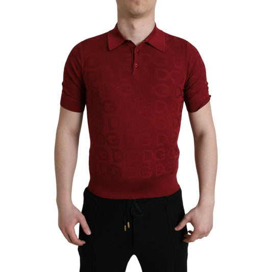 Elegant Silk Maroon Polo T-Shirt Dolce & Gabbana