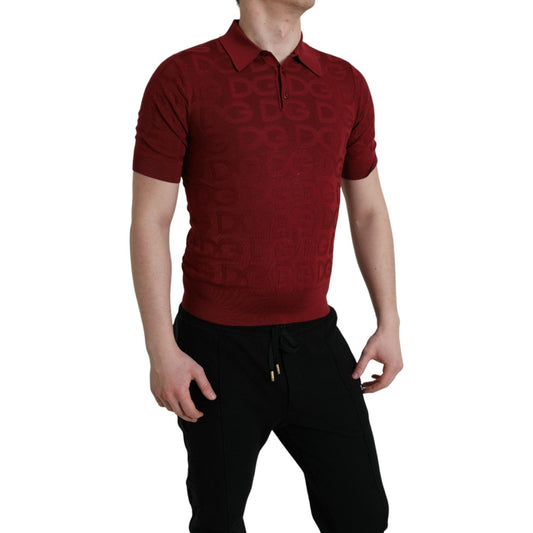 Elegant Silk Maroon Polo T-Shirt Dolce & Gabbana