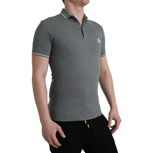 Elegant Grey Cotton Polo T-Shirt Dolce & Gabbana