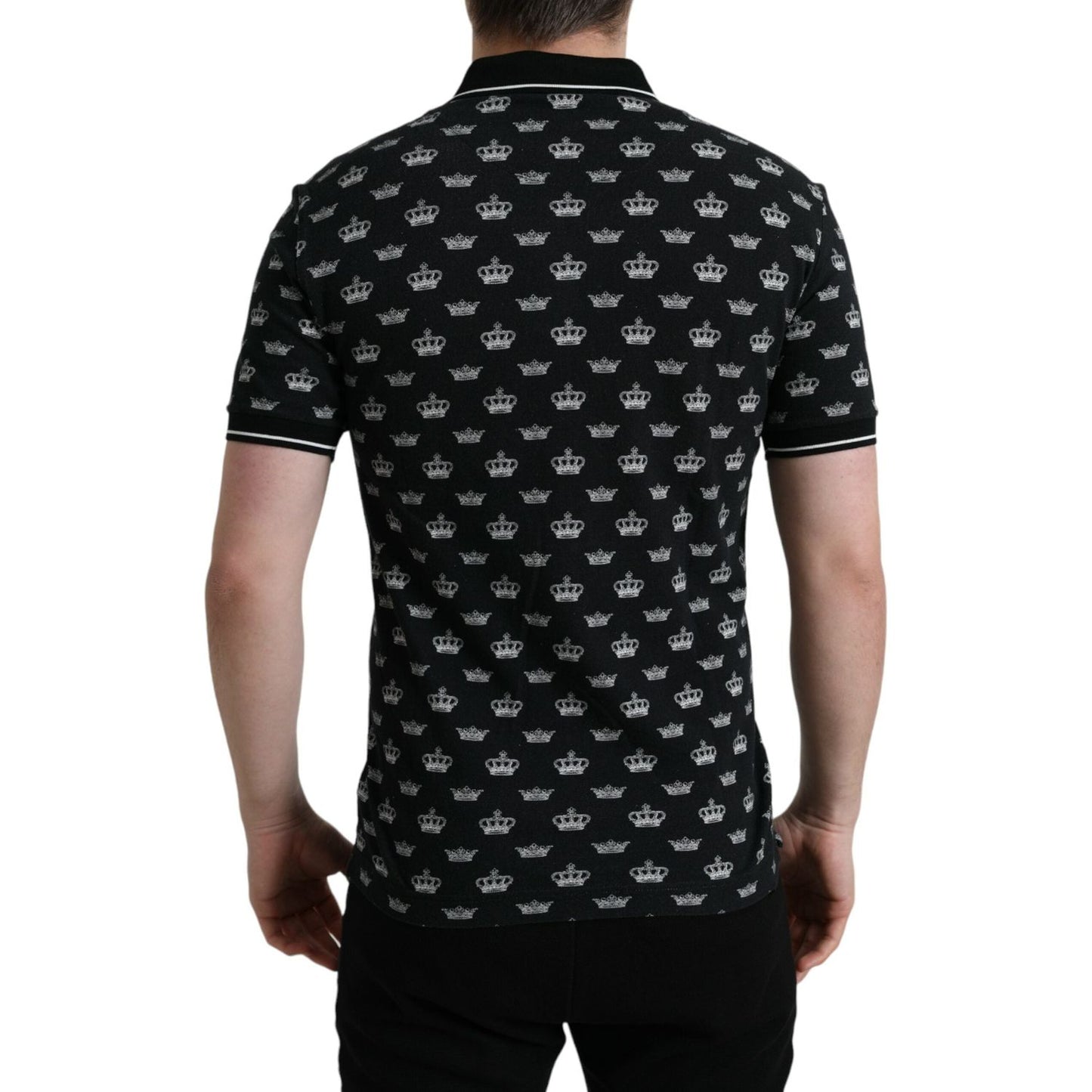 Elegant Crown Motif Cotton Polo Tee