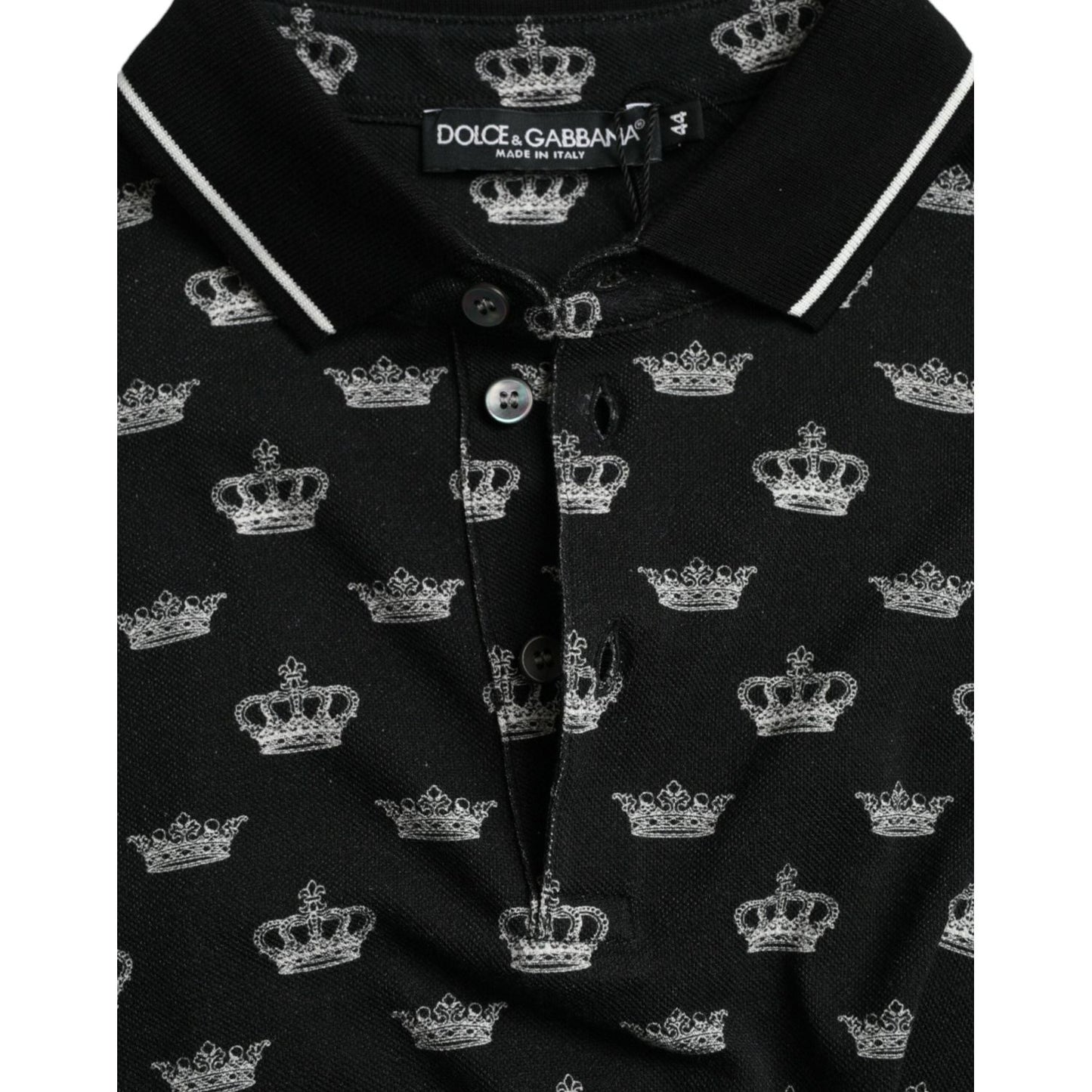 Elegant Crown Motif Cotton Polo Tee