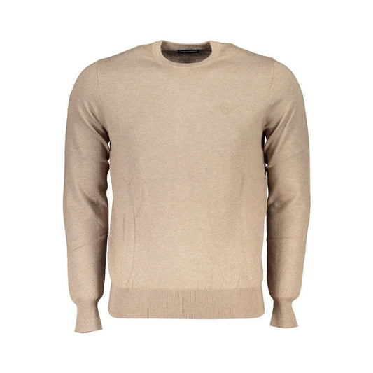 Beige Crew Neck Embroidered Sweater