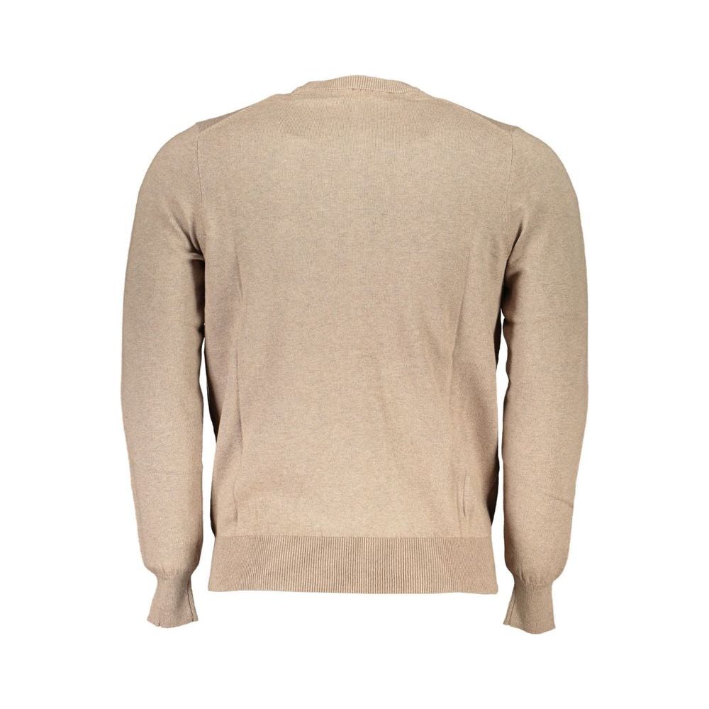 Beige Crew Neck Embroidered Sweater