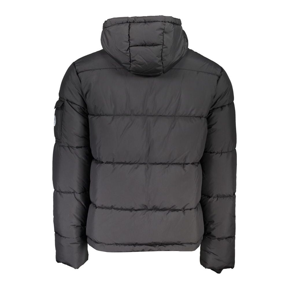 Eco-Conscious Black Jacket with Removable Hood