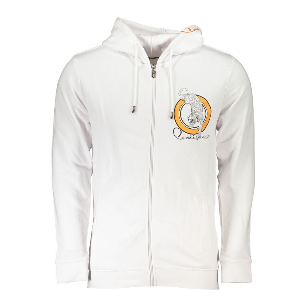 Sleek White Designer Hoodie with Zip Detail