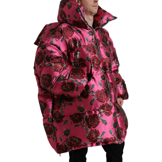 Elegant Rose Print Quilted Jacket Dolce & Gabbana