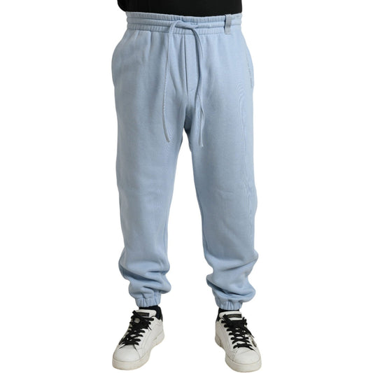 Elegant Light Blue Cotton Blend Joggers Dolce & Gabbana