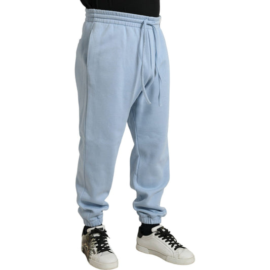 Elegant Light Blue Cotton Blend Joggers