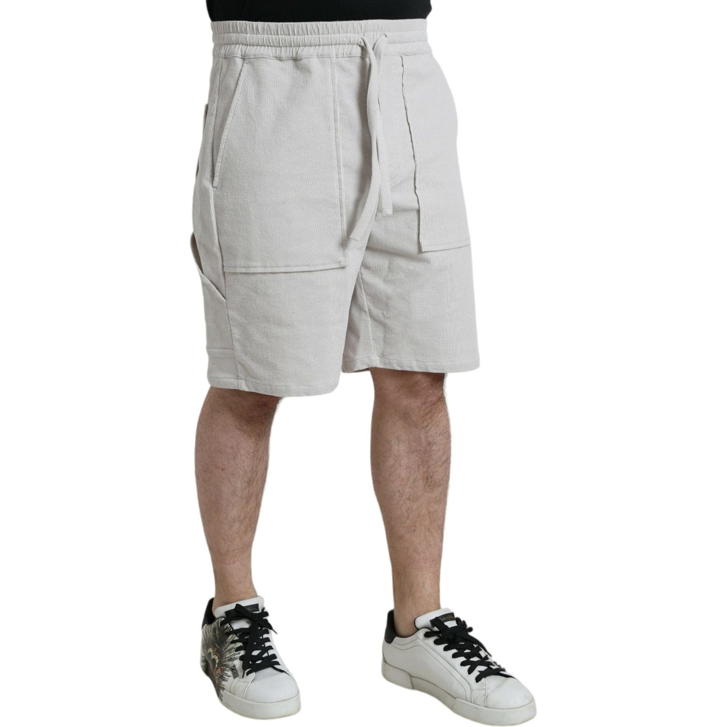 Beige Cotton Corduroy Men's Bermuda Shorts