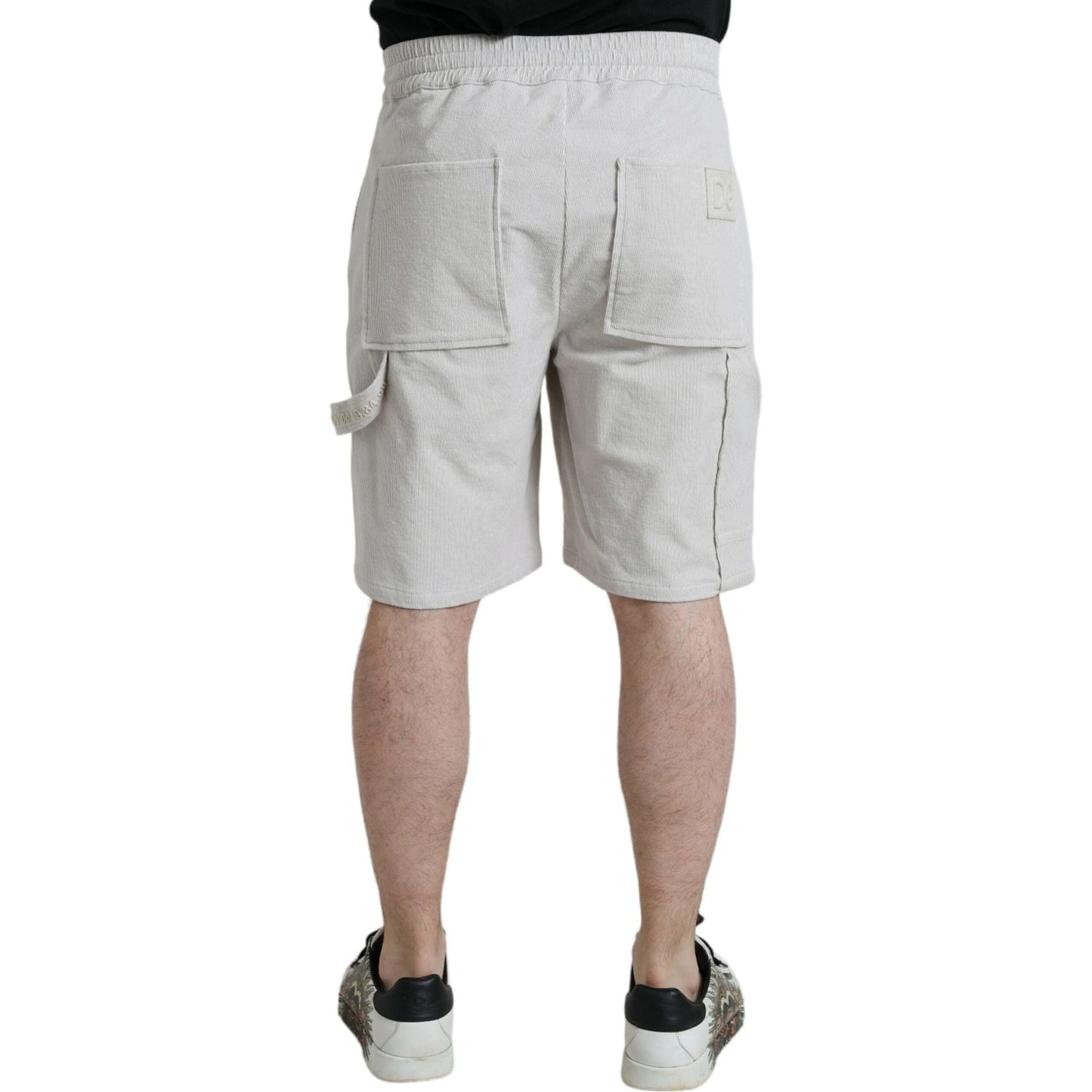 Beige Cotton Corduroy Men's Bermuda Shorts