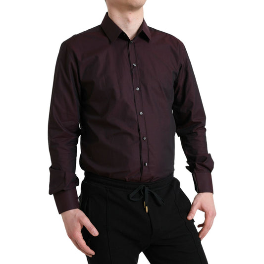 Elegant Maroon Martini Dress Shirt Dolce & Gabbana