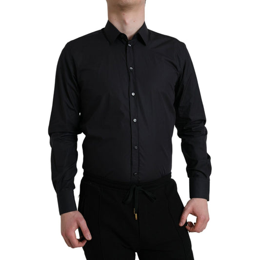 Elegant Navy Blue Slim Fit Dress Shirt Dolce & Gabbana