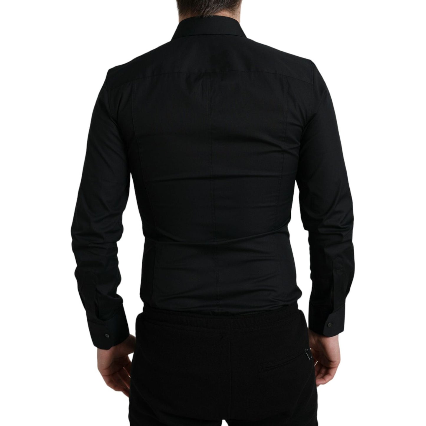 Elegant Black Slim Fit Italian Dress Shirt