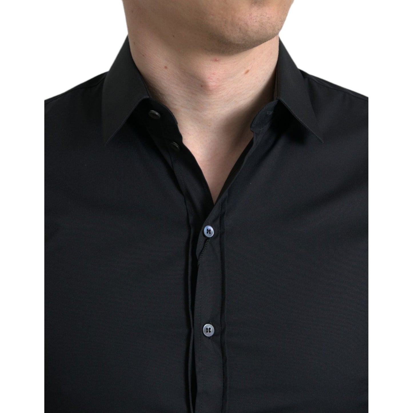 Elegant Black Slim Fit Italian Dress Shirt