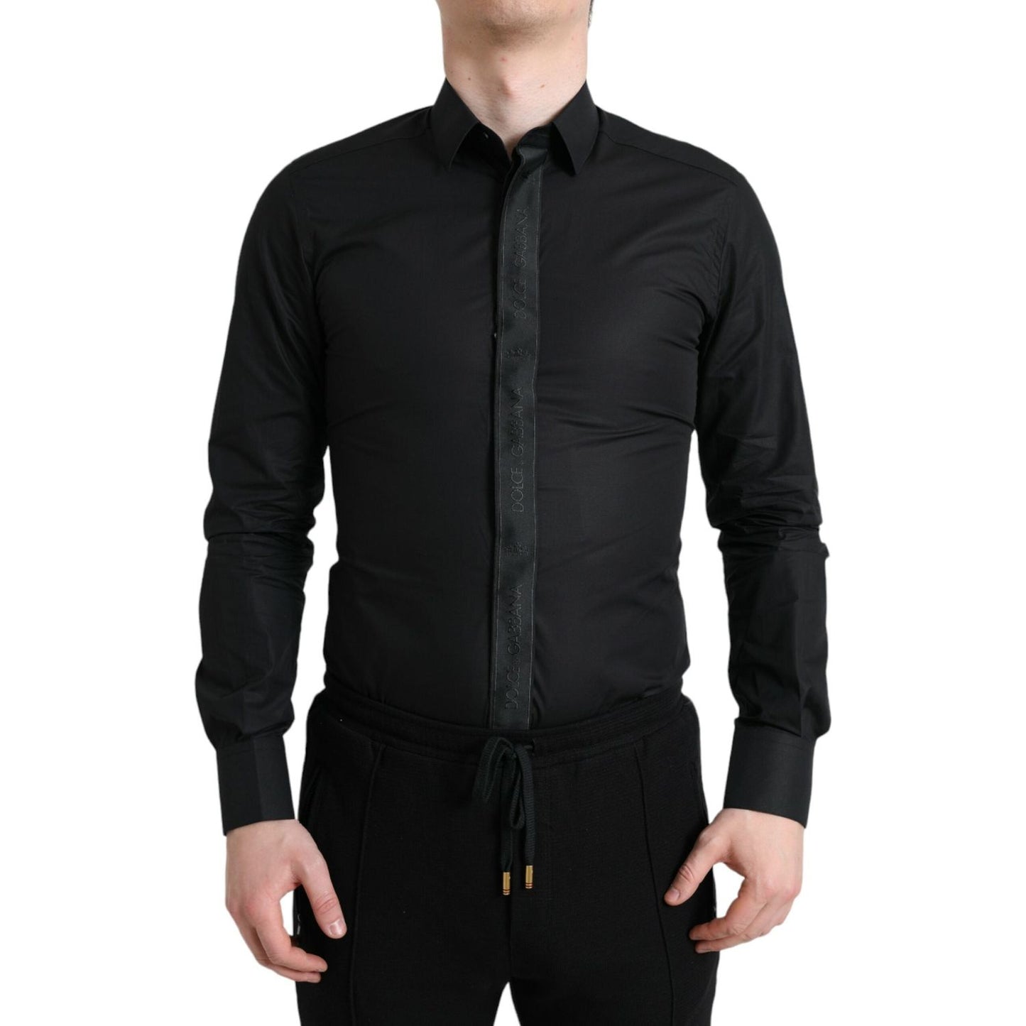 Elegant Black Slim Fit Dress Shirt