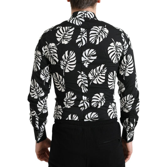 Elegant Leaf Print Slim Fit Dress Shirt Dolce & Gabbana