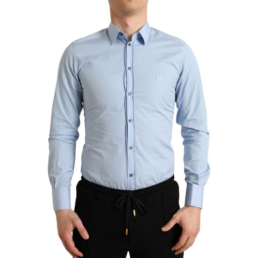 Elegant Slim Fit Sky Blue Dress Shirt Dolce & Gabbana