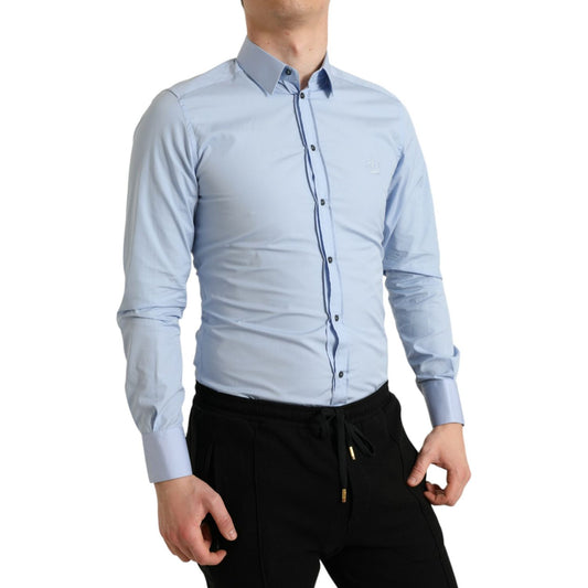 Elegant Slim Fit Sky Blue Dress Shirt Dolce & Gabbana